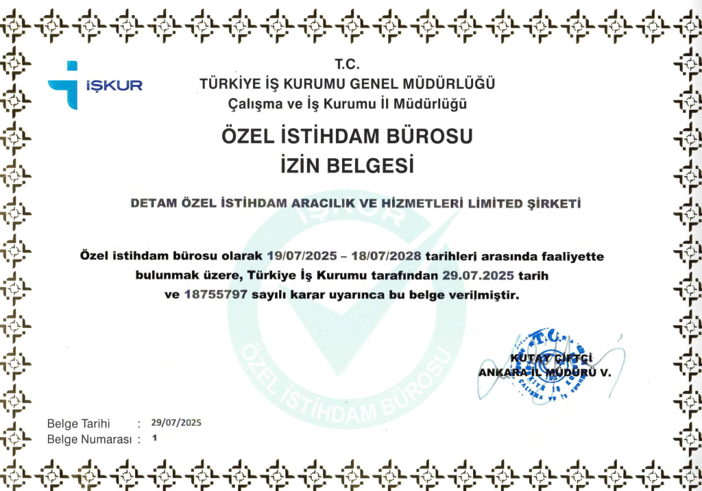 Geçici İşçi Çalıştırma Yetki Belgesi